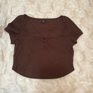SHEIN brown ribbed crop top size large